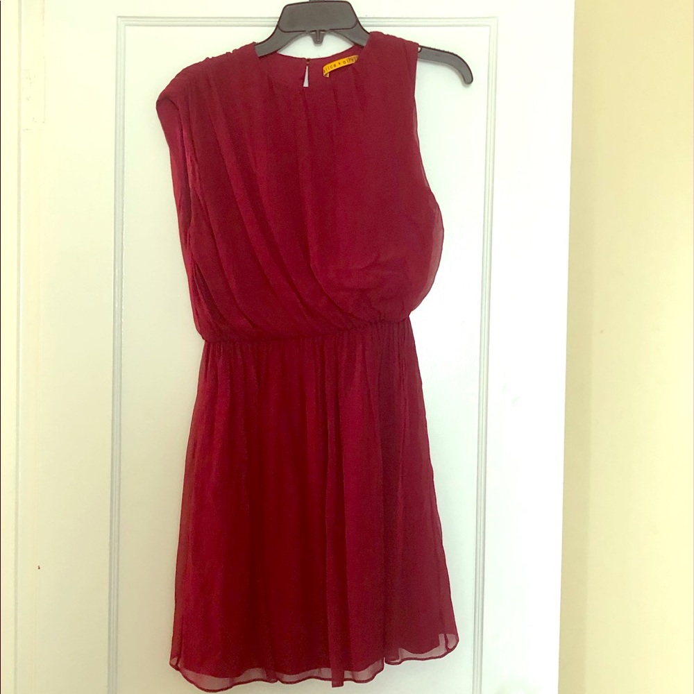 Alice + Olivia Asymmetrical Red Cocktail Dress